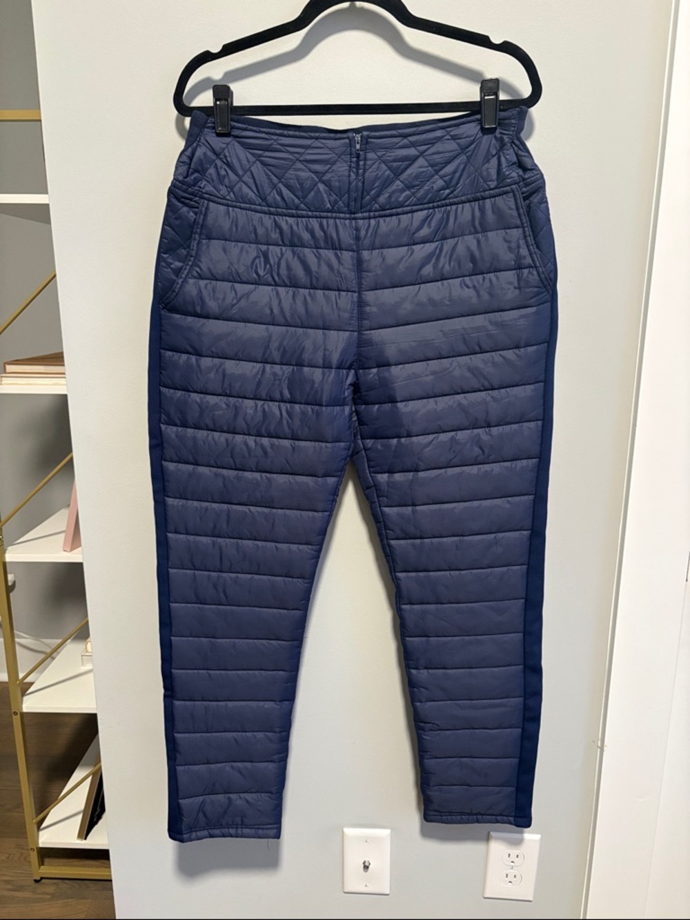 Navy Quilted Puffer Jogger Pants